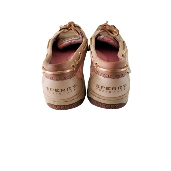 SPERRY TOP SIDER Women's Pink Plaid Sequined Leather Boat Shoes Size 6.5 M - Picture 5 of 12